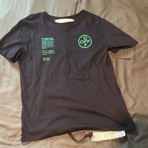 Off-White Black Tee with Green Logo
